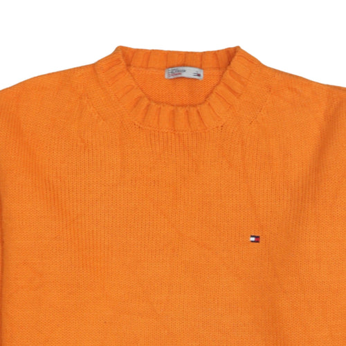 Tommy Hilfiger Denim Men's Orange Cotton Acrylic Crew Neck Jumper Size S