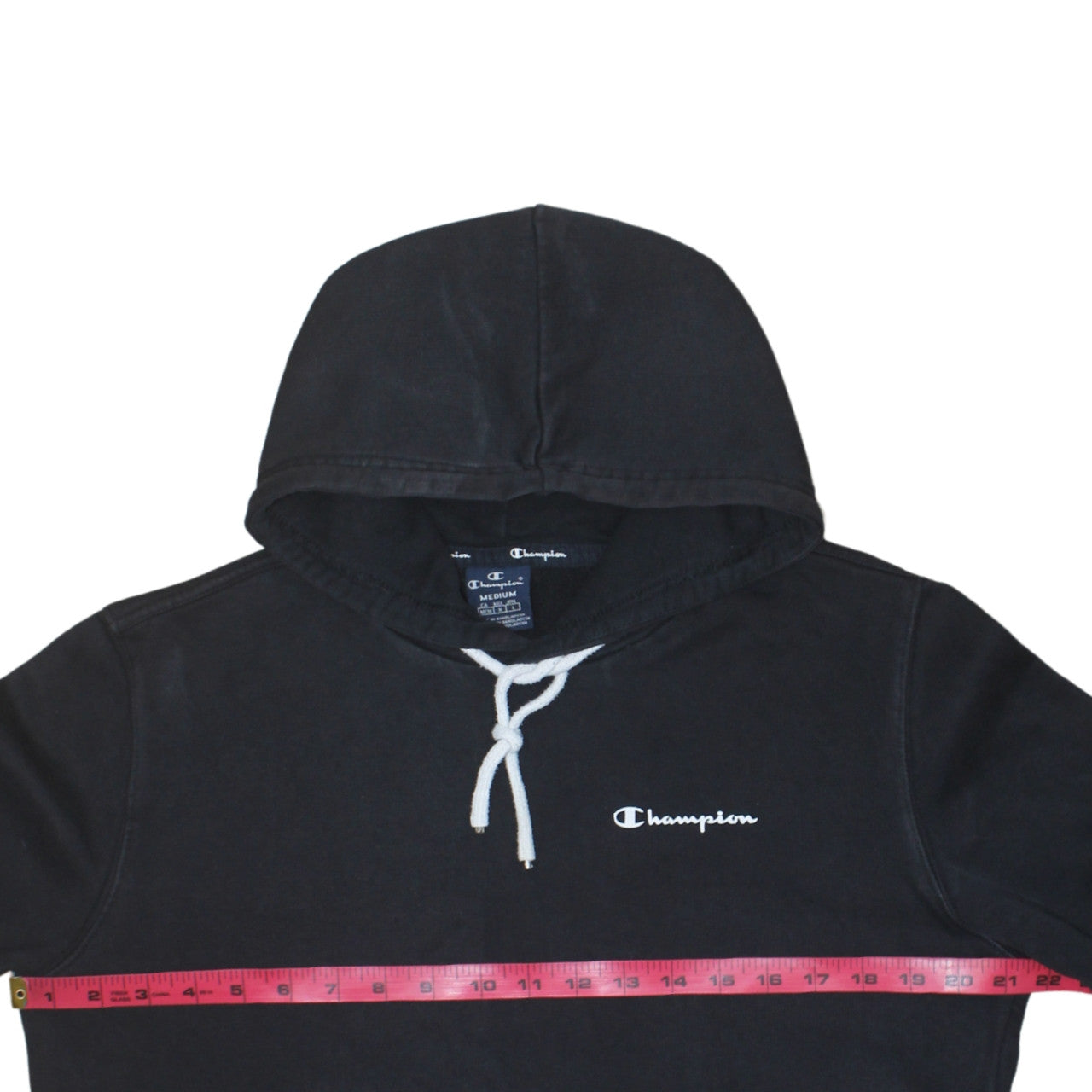 Champion Men's Black Pullover Hoodie Sweatshirt Medium Logo Fleece