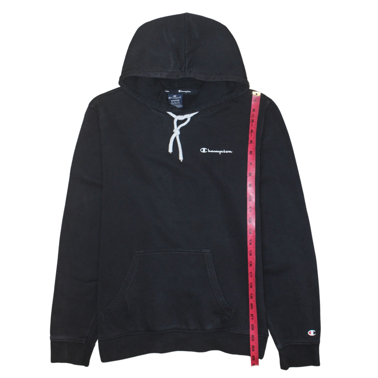 Champion Men's Black Pullover Hoodie Sweatshirt Medium Logo Fleece