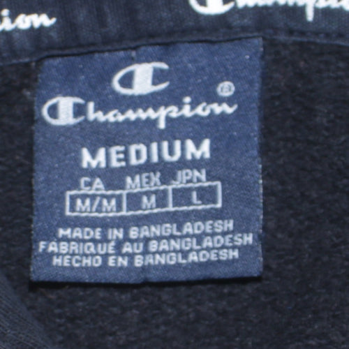 Champion Men's Black Pullover Hoodie Sweatshirt Medium Logo Fleece