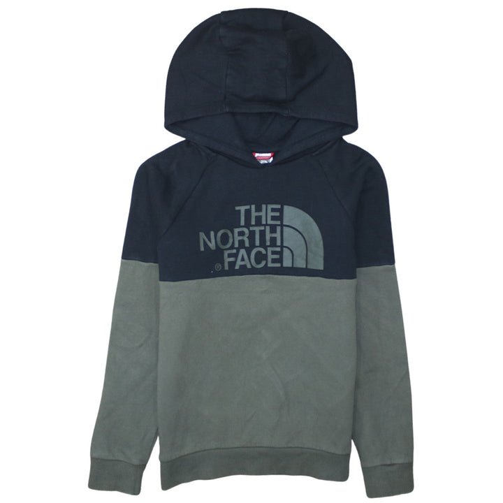 The North Face Boys Green Pullover Hoodie L Colourblock Logo Sweatshirt