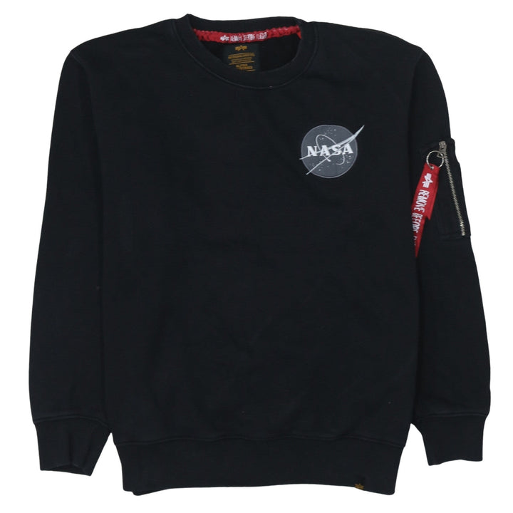 Alpha Industries Men's Black NASA Logo Sweatshirt M Regular Fit