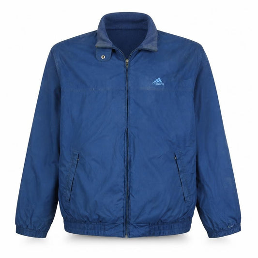 Front view of Adidas men’s blue xl windbreaker jacket lightweight full zip