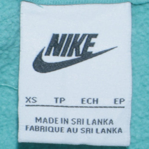 Nike Womens Aqua Blue Pullover Hoodie XS Relaxed Fit Casual