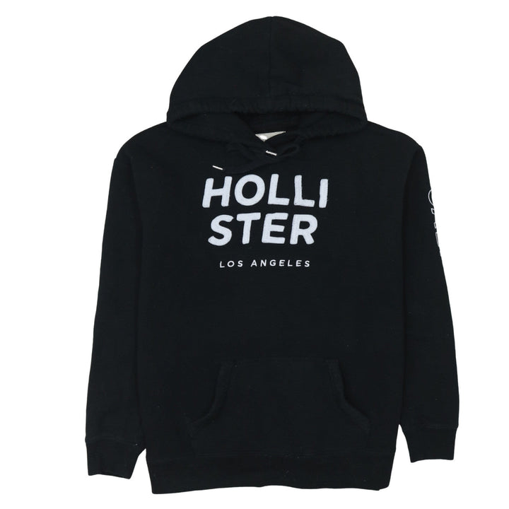 Hollister Mens Black Pullover Hoodie L Logo Graphic Fleece Sweatshirt