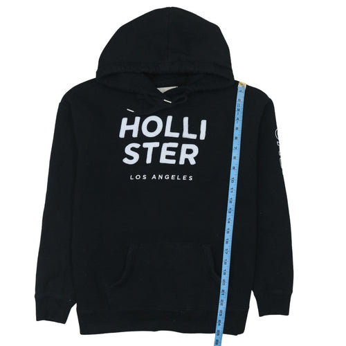 Hollister Mens Black Pullover Hoodie L Logo Graphic Fleece Sweatshirt