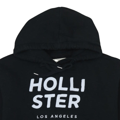 Hollister Mens Black Pullover Hoodie L Logo Graphic Fleece Sweatshirt