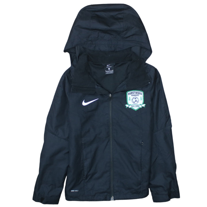 Nike Boys Black Hooded Windbreaker Jacket 10-12 Years Water Resistant Football