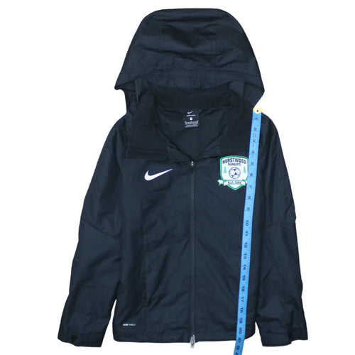 Nike Boys Black Hooded Windbreaker Jacket 10-12 Years Water Resistant Football