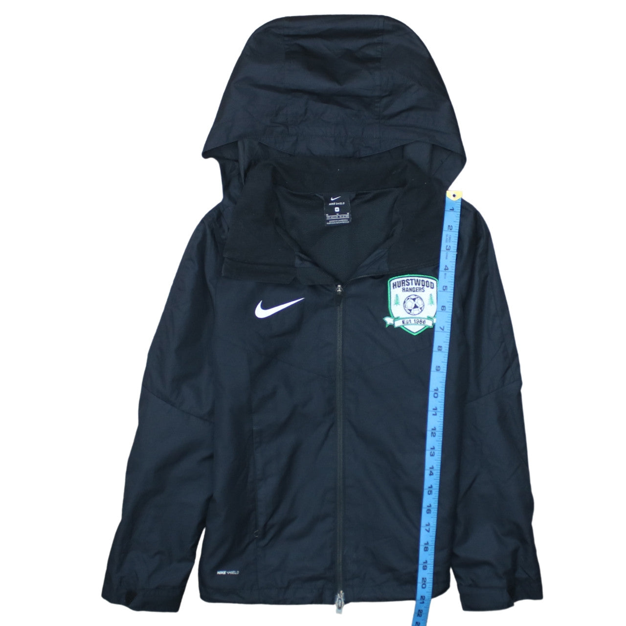 Nike Boys Black Hooded Windbreaker Jacket 10-12 Years Water Resistant Football