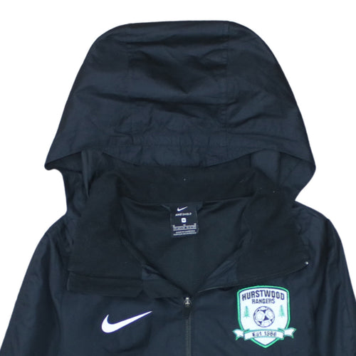 Nike Boys Black Hooded Windbreaker Jacket 10-12 Years Water Resistant Football