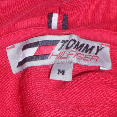 Tommy Hilfiger Men's Red Pullover Hoodie M Logo Fleece Sweatshirt