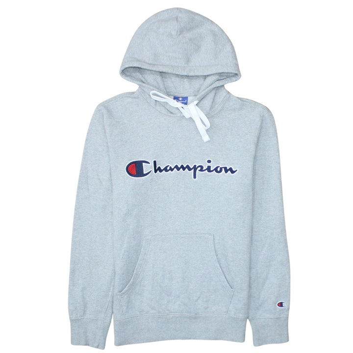 Champion Mens Grey Pullover Hoodie Medium Embroidered Logo