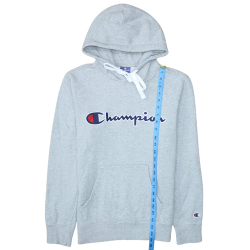 Champion Mens Grey Pullover Hoodie Medium Embroidered Logo