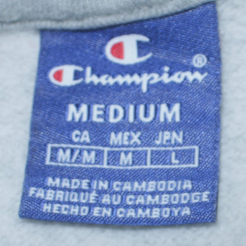 Champion Mens Grey Pullover Hoodie Medium Embroidered Logo