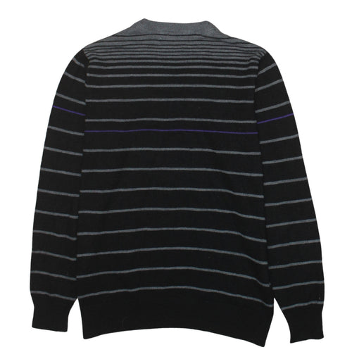 U.S. Polo Assn. Men's Black Striped V-Neck Jumper Size S