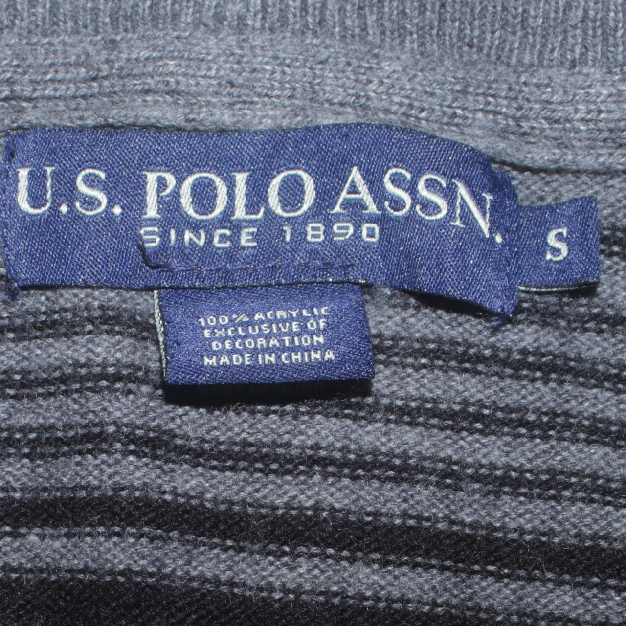 U.S. Polo Assn. Men's Black Striped V-Neck Jumper Size S