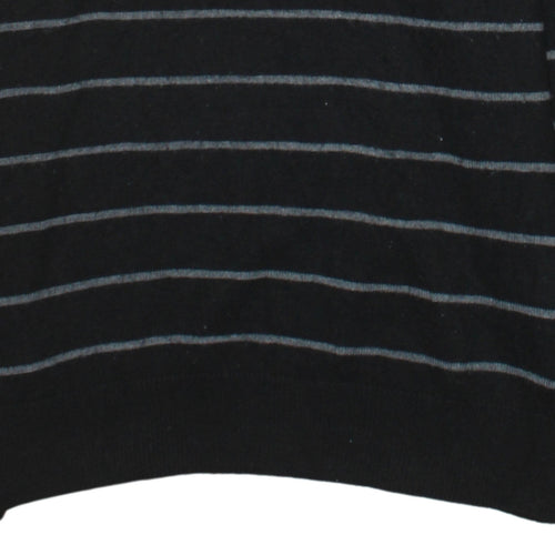 U.S. Polo Assn. Men's Black Striped V-Neck Jumper Size S