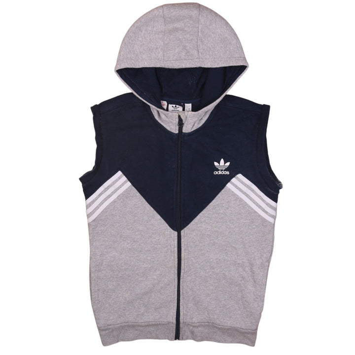 Adidas Boys Grey & Navy Full Zip Sleeveless Hoodie Age 13-14 Years