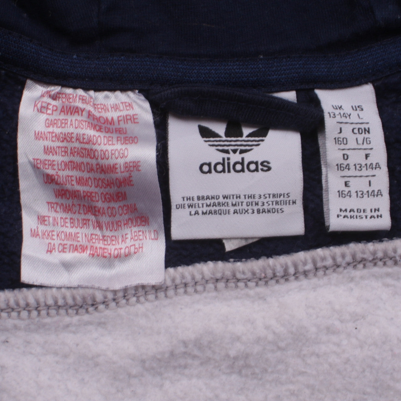 Adidas Boys Grey & Navy Full Zip Sleeveless Hoodie Age 13-14 Years