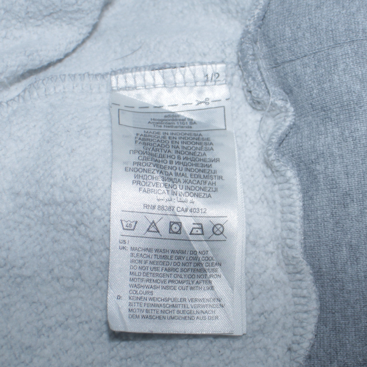 Adidas Boys Grey Pullover Hoodie 15-16 Years XL Fleece Lined Casual Top