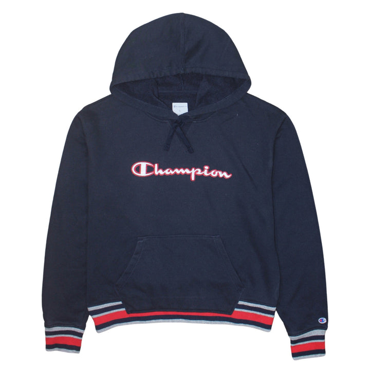 Champion Womens Navy Blue Pullover Hoodie Size L Embroidered Logo