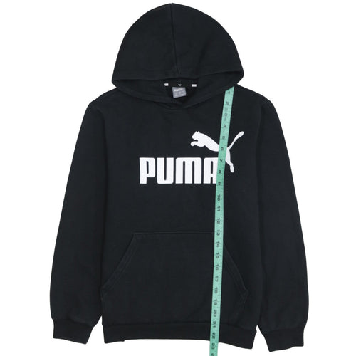 Puma Boys Black Pullover Hoodie 13-14 Years Regular Fit Logo Fleece