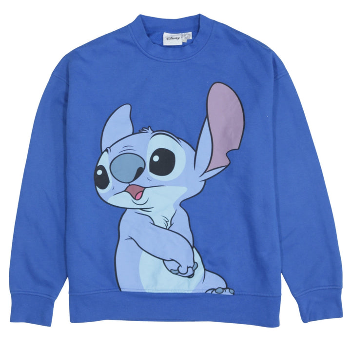 Disney Women Blue Stitch Sweatshirt Size S Pullover Cotton Casual