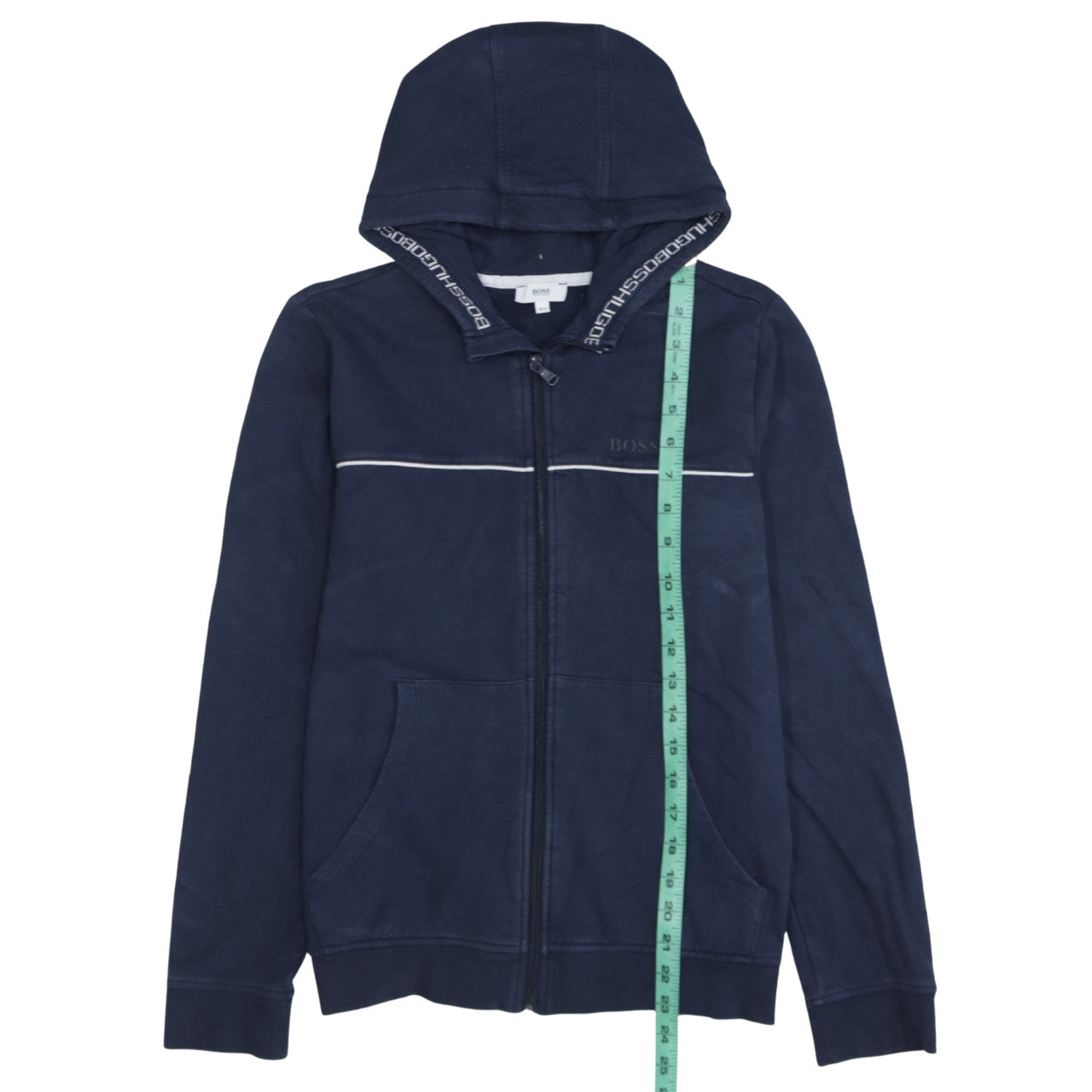 Hugo Boss Boys Blue Full Zip Hoodie Size 14 Years Regular Fit