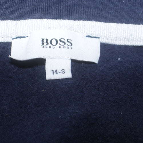 Hugo Boss Boys Blue Full Zip Hoodie Size 14 Years Regular Fit