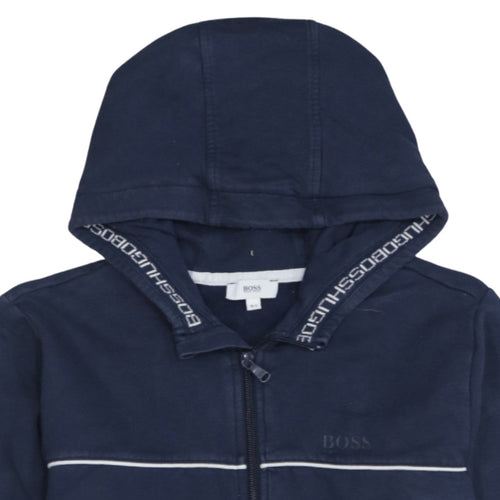Hugo Boss Boys Blue Full Zip Hoodie Size 14 Years Regular Fit