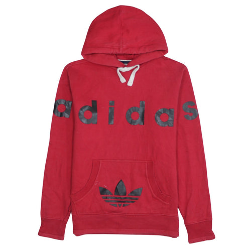Adidas Mens Red Pullover Hoodie Sweatshirt Size M Graphic Print