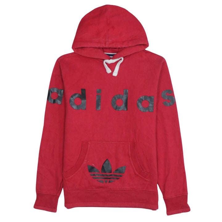Adidas Mens Red Pullover Hoodie Sweatshirt Size M Graphic Print