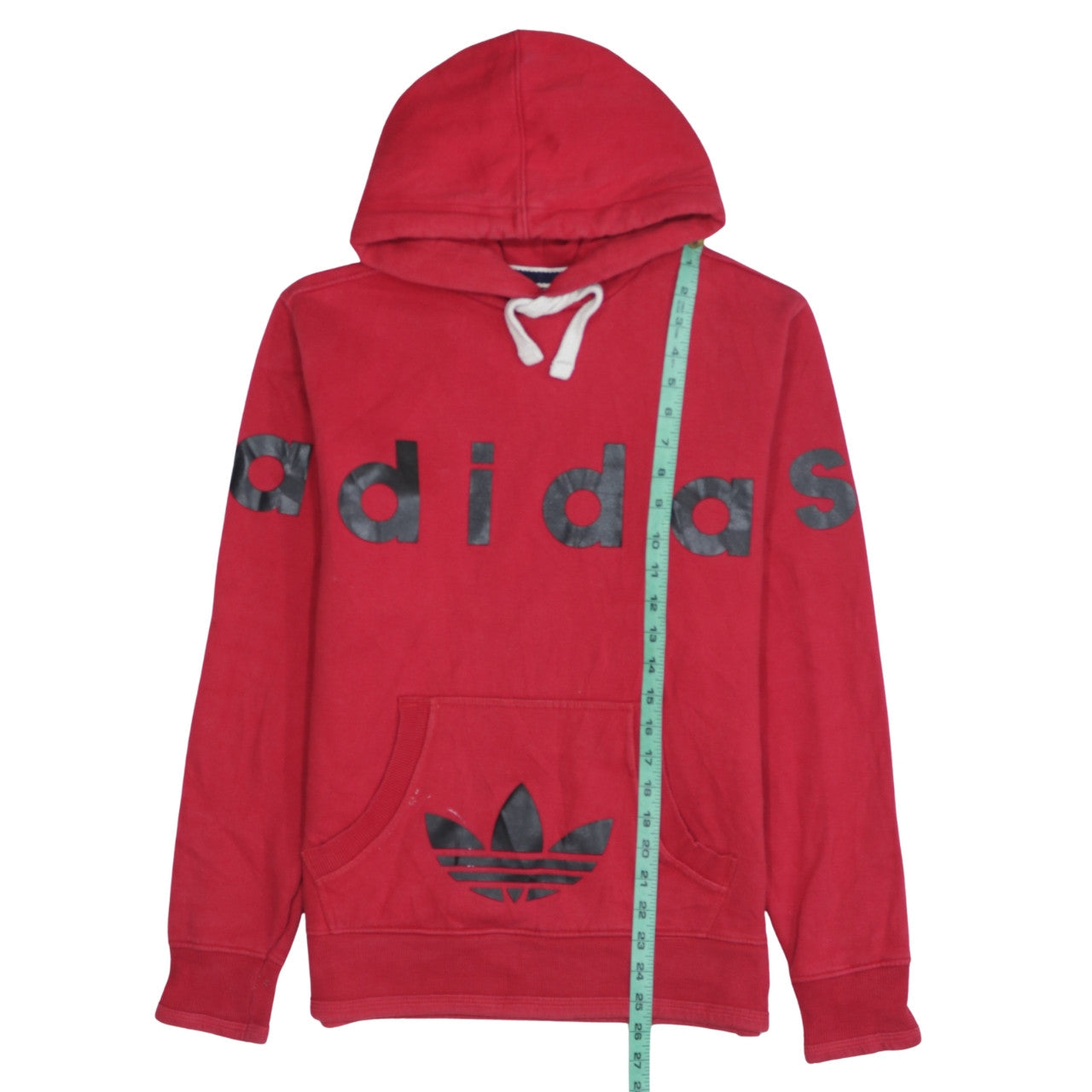 Adidas Mens Red Pullover Hoodie Sweatshirt Size M Graphic Print