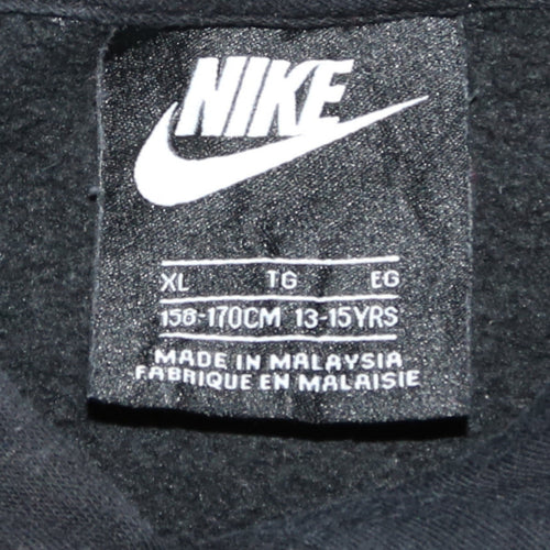 Nike Boys Black Pullover Fleece Hoodie XL 13-15 Years Logo Sweatshirt