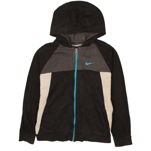 Nike Boys Black Full Zip Hoodie XL 13-15 Years Fleece Athletic Sweatshirt