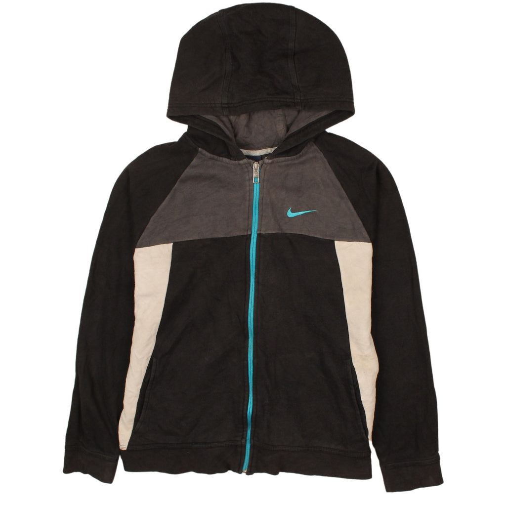 Nike Boys Black Full Zip Hoodie XL 13-15 Years Fleece Athletic Sweatshirt