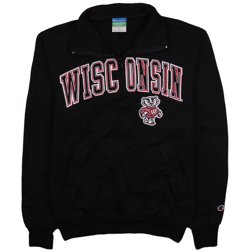 Champion Women's Black Wisconsin 1/4 Zip Fleece Sweatshirt S