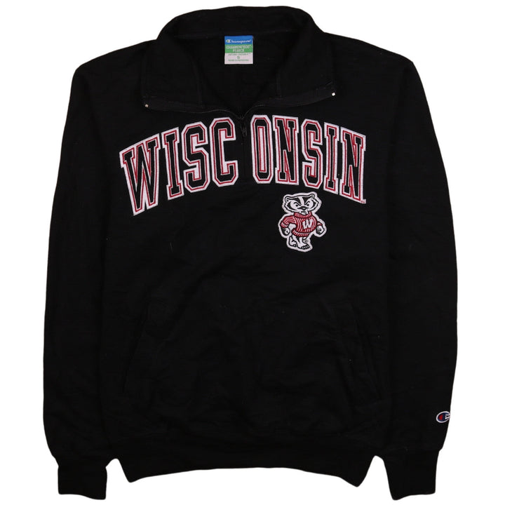 Champion Women's Black Wisconsin 1/4 Zip Fleece Sweatshirt S