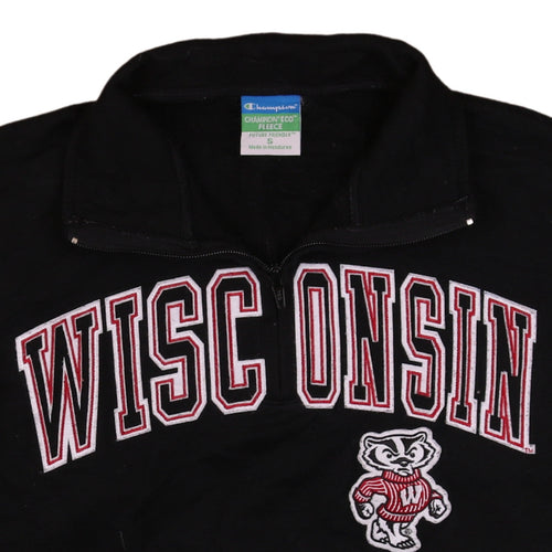 Champion Women's Black Wisconsin 1/4 Zip Fleece Sweatshirt S