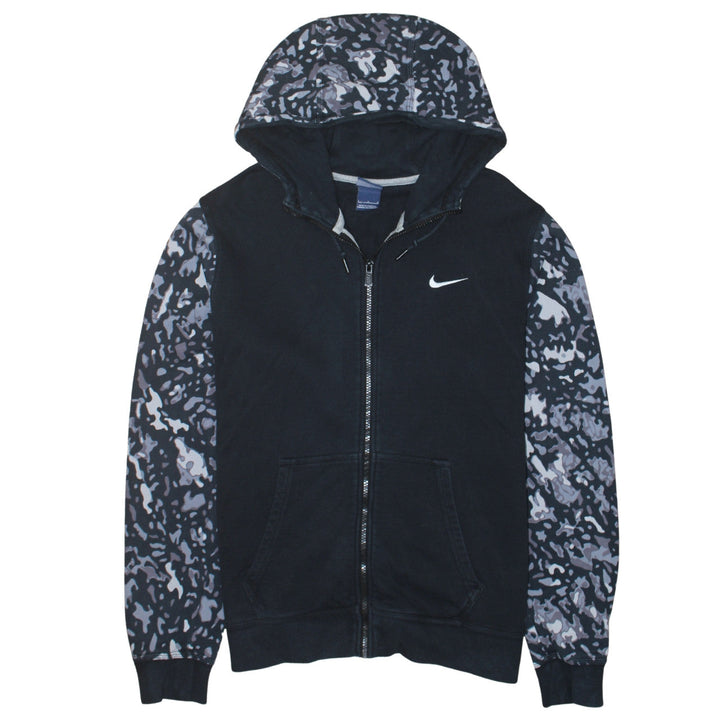 Nike Women’s Black Camouflage Full Zip Hoodie Small Cotton Blend
