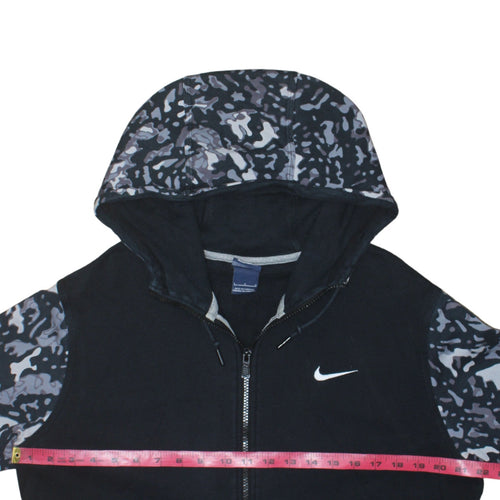 Nike Women’s Black Camouflage Full Zip Hoodie Small Cotton Blend