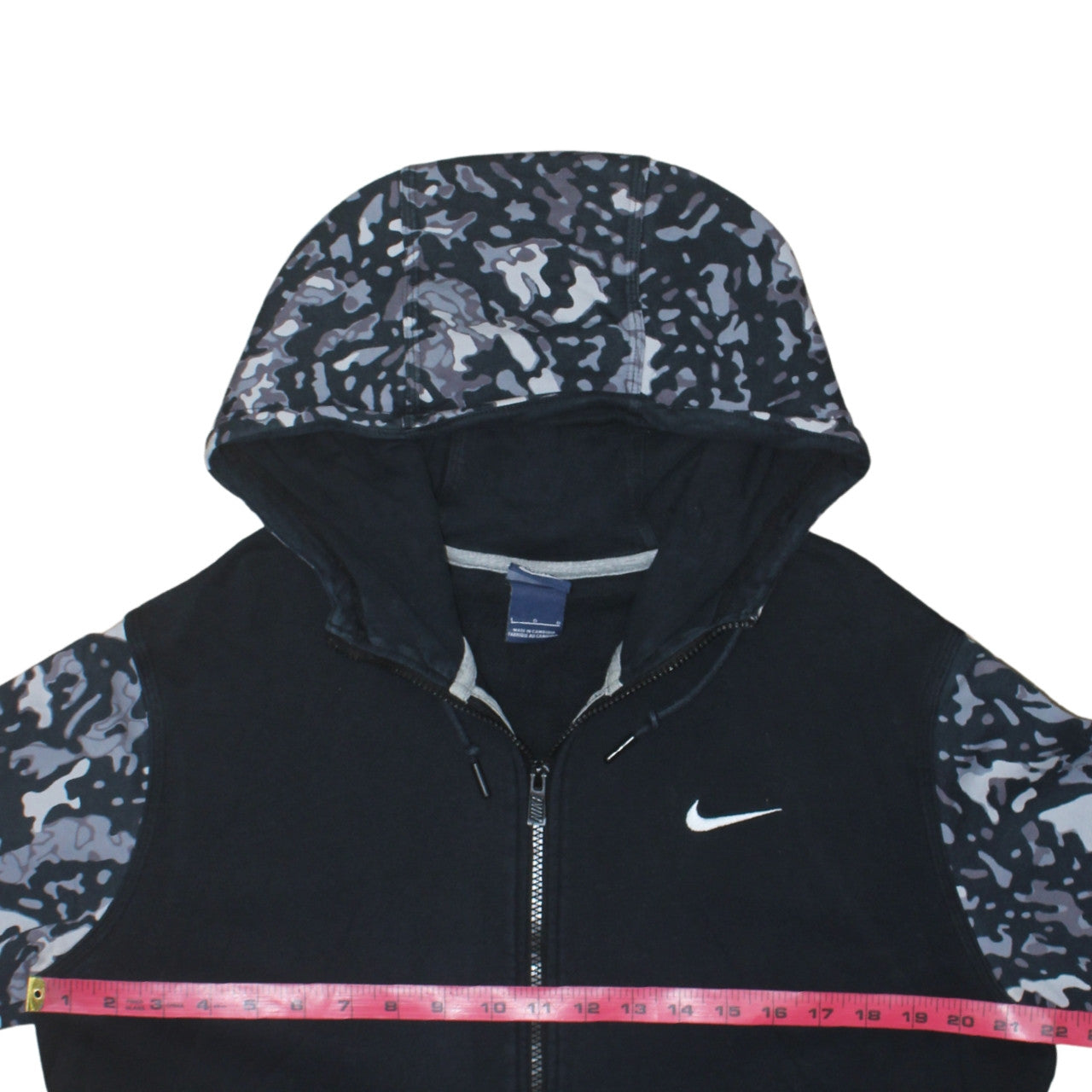 Nike Women’s Black Camouflage Full Zip Hoodie Small Cotton Blend