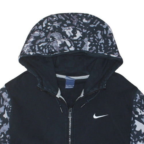 Nike Women’s Black Camouflage Full Zip Hoodie Small Cotton Blend