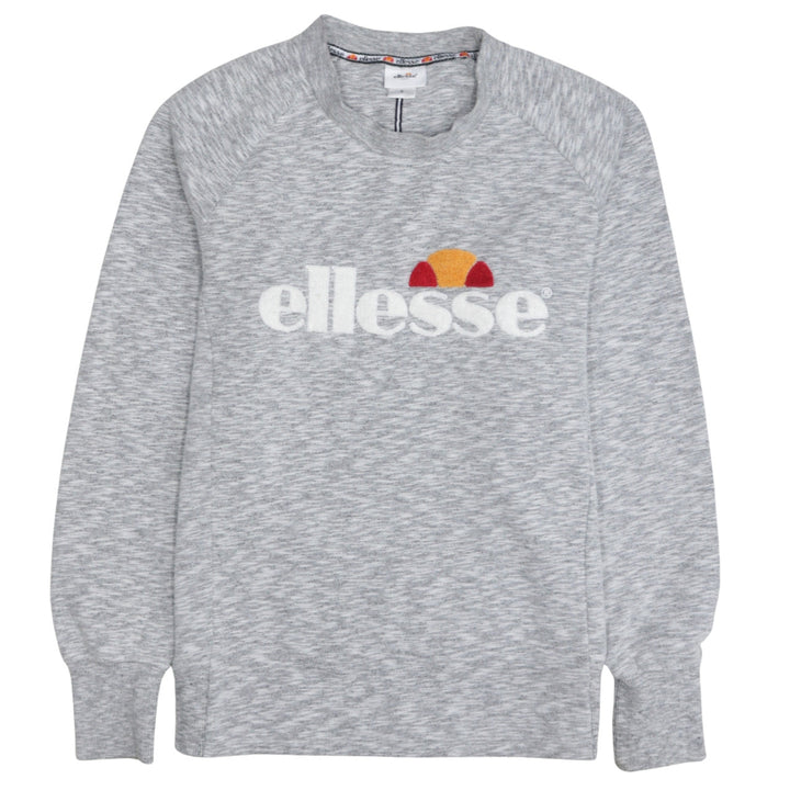 Ellesse Women Grey Logo Sweatshirt Small Pullover Crew Neck