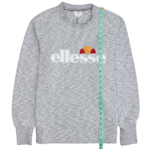Ellesse Women Grey Logo Sweatshirt Small Pullover Crew Neck