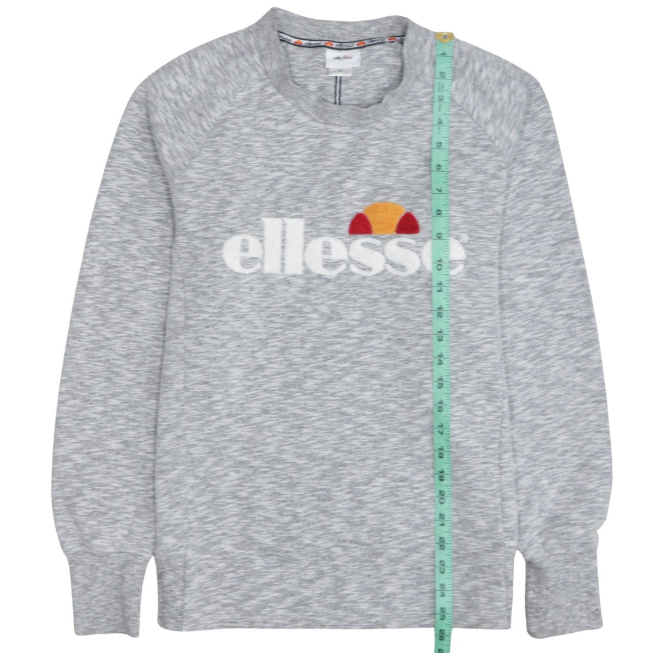 Ellesse Women Grey Logo Sweatshirt Small Pullover Crew Neck