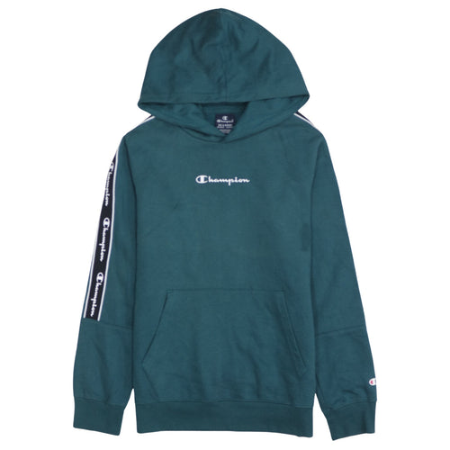 Champion Boys Green 15-16 Years Pullover Hoodie with Logo Tape Details