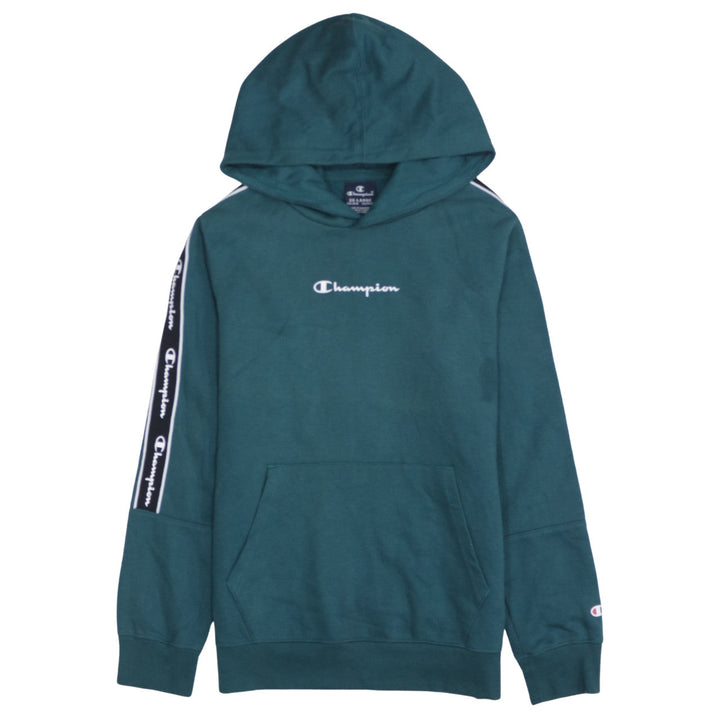 Champion Boys Green 15-16 Years Pullover Hoodie with Logo Tape Details