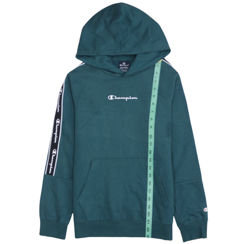 Champion Boys Green 15-16 Years Pullover Hoodie with Logo Tape Details